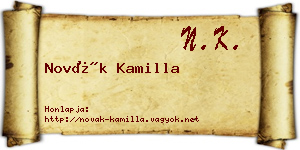 Novák Kamilla névjegykártya