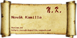 Novák Kamilla névjegykártya